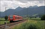 Die 425/426er gibt es in Oberbayern natrlich auch: Der Mnchener 426 533/033 und ein 425er sind als RB 30064 von Freilassing nach Rosenheim unterwegs. (09.07.2008)
