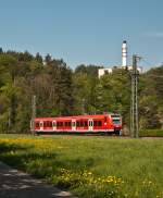 Bonsaiquitschie am 25. April 2011 als RB 26818 (Singen(Hohentwiel - Schaffhausen) bei Thayngen.