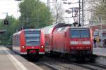 426 526-0 als RB 42 nach Haltern am See und 146 004-7 hinter RE 2 nach Dsseldorf in Recklinghausen 3.5.2013