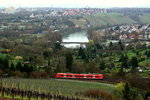 Hoch über dem Neckar ist ein 426 am 30.03.2016 auf der Güterumgehungsbahn zwischen Stuttgart-Zazenhausen und Stuttgart-Münster unterwegs