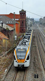 Der Elektrotriebzug ET 7.05 war Mitte März 2021 in Wuppertal-Unterbarmen unterwegs.
