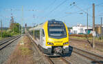 Der Go-Ahead ET 9.03 kam am 19.5.20 als RE nach Nürnberg in Dombühl auf Gleis 3 an. 