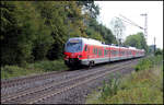 Eine Doppeleinheit mit vorne 428514 erreicht hier aus M�nster kommend am 18.09.2026 um 9.46 Uhr den Haltepunkt B�sensell.