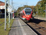 Am 06.Oktober 2018 hielt der 429 029,zehn Kilometer vor Stralsund,in Martensdorf.