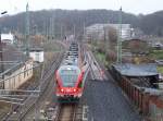 RE 33310 Lietzow-Stralsund mit 30km/h bei der Einfahrt in Bergen/Rgen am 21.November 2010