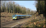 Eurobahn ET 9.03 verlässt hier Hasbergen und ist am 25.2.2019 um 14.26 Uhr unterwegs nach Münster.