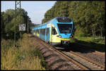 Eurobahn ET 9.05 erreicht hier bei Streckenkilometer 104 am 16.08.2019 um 09.00 Uhr auf der Fahrt nach Osnabrück den Bahnhof Natrup Hagen.