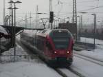 Ausfahrender Rostocker 429 028,am 21.Februar 2010,als RE 33213 Rostock-Sassnitz,beim Verlassen von Bergen/Rgen.