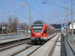Wieder erreichte ein 429 den Bahnhof von Bergen/Rgen.Am 28.Mrz 2011 war es 429 027 der nach zwei Minuten Aufenthalt von Rostock weiter nach Sassnitz fuhr.