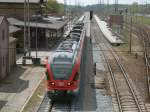 RE 13027 von Stralsund nach Binz verlie am 05.Mai 2011 Bergen/Rgen.