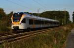 ET 7.03 der Eurobahn bei Korschenbroich am Abend des 16.9.2012, heut fhrt er nur wieder nach Viersen wegen Bauarbeiten in Dlken.