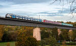 Der Bunt gemischter Langzug der S-Bahn Stuttgart - Benningen(N), 17.10.2024 / 430 005 - 090 - 077 