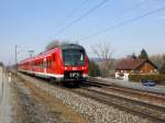 Der 440 046 am 24.02.2011 als RE nach Passau unterwegs bei Vilshofen. 