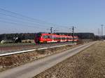 Der 442 766 als S 4 nach Ansbach am 24.02.2018 unterwegs bei Heilsbronn.