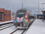 Am 25.Februar 2018 pendelte der Bunte Rostocker Hamster 442 854 zwischen Rostock und Sassnitz.Aufnahme in Bergen/Rügen.