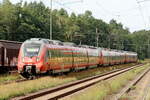 DB 442 112 kommt mit einer 3fach Traktion als RE 8 nach Hannover in Eystrup eingefahren 12.9.2026