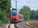 Hamsterbacke auf Testfahrt. Obwohl die BR 442 inzwischen auf der RE9 Linie planmig fhrt, ist 442 256 am 03.07.2012 auf der Strecke zwischen Siegen und Aachen (hier bei Eschweiler) als Testfahrt unterwegs.