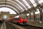 DB 442 618 als RE 17068  Saxonia  nach Leipzig Hbf, am 05.01.2013 in Dresden Hbf.