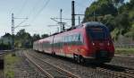 Der Franken-Thringen-Express mit 442 803 bei der Einfahrt in den Bhf.von Kronach am 28.09.13.