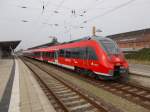 Als S-Bahn nach Warnemünde fuhr 442 857,am 03.Oktober 2014,von Güstrow.