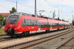 Als Nicht einsteigen beschildert stand 442 845-4 von  DB Regio AG -Region Nordost im Rostocker Hbf abgestellt.26.06.2015