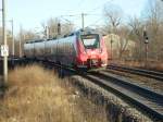 Bombardier Talent 2, Nachschuß auf die  Hamsterbacke  442 270 am 14.01.2016 bei der Durchfahrt im Bhf Weißenfels auf dem Weg nach Leipzig.