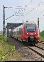 442 331 (Bombardier Talent 2) von DB Regio Nordost als RE 3728 (RE7) von Dessau Hbf nach Wünsdorf-Waldstadt erreicht mit dem Überqueren der Elbe den Bahnhof Roßlau(Elbe) auf Gleis 1.
[1.8.2018 | 16:15 Uhr]