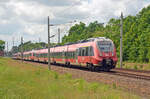 Drei fünfteilige Talent-2-Triebzüge rollten am 06.06.22 durch Burgkemnitz Richtung Wittenberg.