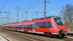 Überführung eines Schad-Triebzuges der DB Regio  442 333-1  durch die Havelländische Eisenbahn AG, Berlin-Spandau  V 160.6  [NVR-Nummer: 92 80 1203 144-1 D-HVLE] am 22.03.22 Durchfahrt