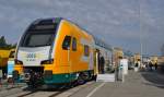 Innotrans 2012 am 18.09.2012.An dieses Bild sollten sich die Berliner und Brandenburger schon mal gewhnen. Doppelstocktriebwagen  KISS  gebaut fr die ODEG.