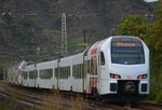 SÜWEX 429124(lang Südwest-Express) und CFL Doppelstocktriebzug  KISS 2306, Baureihe  2300, Baujahr 2013 auf der Fahrt von Kobern Gondorf nach Koblenz am 07.10.16.