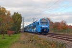 Am 27.10.20 rollten die beiden Allgäu-Express-Triebzüge vom Typ Stadler Flirt 3 von Dessau kommend durch Greppin.