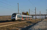 Am 20.01.19 erreicht 1442 676 als S8 zum Hbf Halle(S) in Kürze den Haltepunkt Brehna.