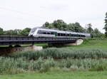 Die Elsterbrücke bei Bad Liebenwerda, eine S-Bahn aus Leipzig passiert gerade.
28.07.2021 12:30 Uhr 