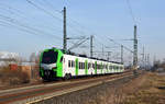 429 001 des VRR war am 23.02.19 unterwegs von Berlin kommend durch Landsberg Richtung Halle(S). 