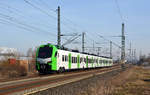 429 001 des VRR war am 23.02.19 unterwegs von Berlin kommend durch Landsberg Richtung Halle(S).
