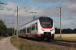 Am 08.07.2026 fuhr 6442 918 als Regionalexpress nach Halle (Saale) bei Heringen (Helme).
