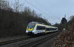 RE10a nach Mannheim Hbf. Hier sind der 8442 123 und 8442 609 auf Höhe des Bauhofs Neckargerach gen Zwingenberg Baden fahrend zusehen am Samstag den 15.1.2022