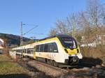 Am Nachmittag kommt der Abellio 8442 809 als RE 10a durch Neckargerach gen Heilbronn.2.3.2021
