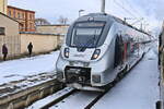 Einfahrt abellio 9442 305 den Bahhof von Nordhausen am 02. Dezember 2013