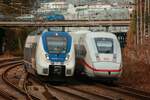 442 152 nationalexpress als RB48 & DB ICE4 in Wuppertal, Februar 2025.