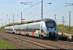 Nachschuss auf 9442 616 und 9442 112 (Bombardier Talent 2) von Abellio Rail Mitteldeutschland als RE 74712 (RE9) von Halle(Saale)Hbf nach Kassel-Wilhelmshöhe, die den Bahnhof Angersdorf auf der
