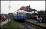 Der Gläserne Zug auf dem Land! Am 14.4.1992 war der Aussichtstriebwagen ET 491001 zu Gast in Harpstedt.