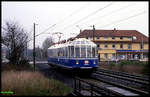 Mit Herrn Horst Troche als Lokführer kam am 14.4.1992 der Gläserne Zug 491001 durch Heidkrug.