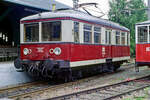 Am Endpunkt der Oberweißbacher Bergbahn und Beginn der Flachstrecke nach Cursdorf steht am 20.09.1991 in Lichtenhain der 1983 im Raw.