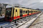 484 005-4 und 483 505-4 stehen am 13.02.2021 als S47 (S 47096) von Berlin Spindlersfeld  nach Berlin Hermannstraße in Berlin Schöneweide.