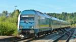 Tag 5: 223 065 erreicht mit einem ALX aus Lindau auf seiner Fahrt nach München Hbf den Hauptbahnhof Kempten (Allgäu) auf Gleis 4. (16.08.2011)