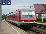 Tag 3: Auch einen VT 628 auf der rekordkurzen RB-Linie von Friedrichshafen Stadt nach Friedrichshafen Hafen - nach ganzen zwei Minuten Fahrzeit haben diese RB-Züge schon ihre jeweilige Endstation