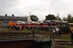 bersicht der an der Drehscheibe ausgestellten Dieselloks. Fotografiert am 10.10.09 im Bw Weimar zum DR-Dieselloktreffen.