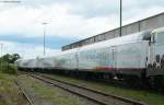 110 329-0 mit Science Express im Freiburger G�terbahnhof Nord 19.7.09